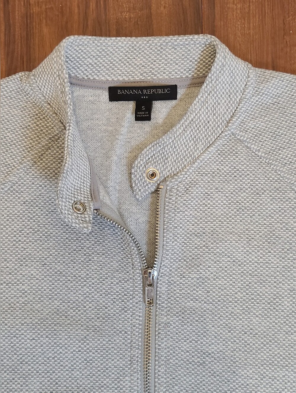 Banana Republic Light Gray Textured Zip-Up Bomber Jacket